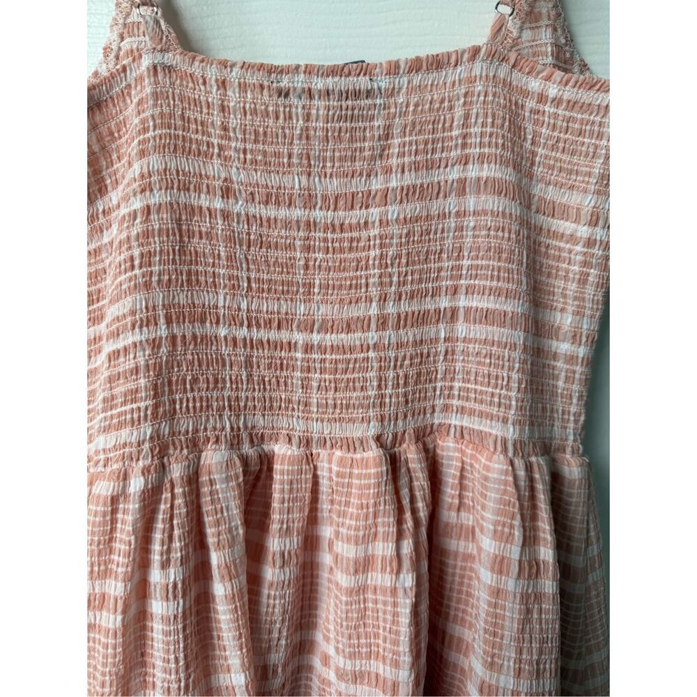 Forever 21 Dress Small Women's Peach White Mini Sundress Plaid Lined - Picture 4 of 4